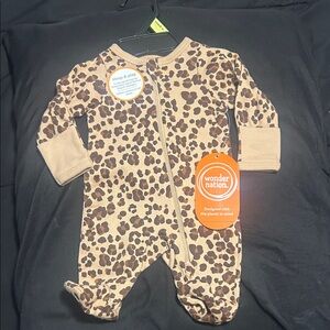 Wonder Nation Brown Leopard Kids Footie